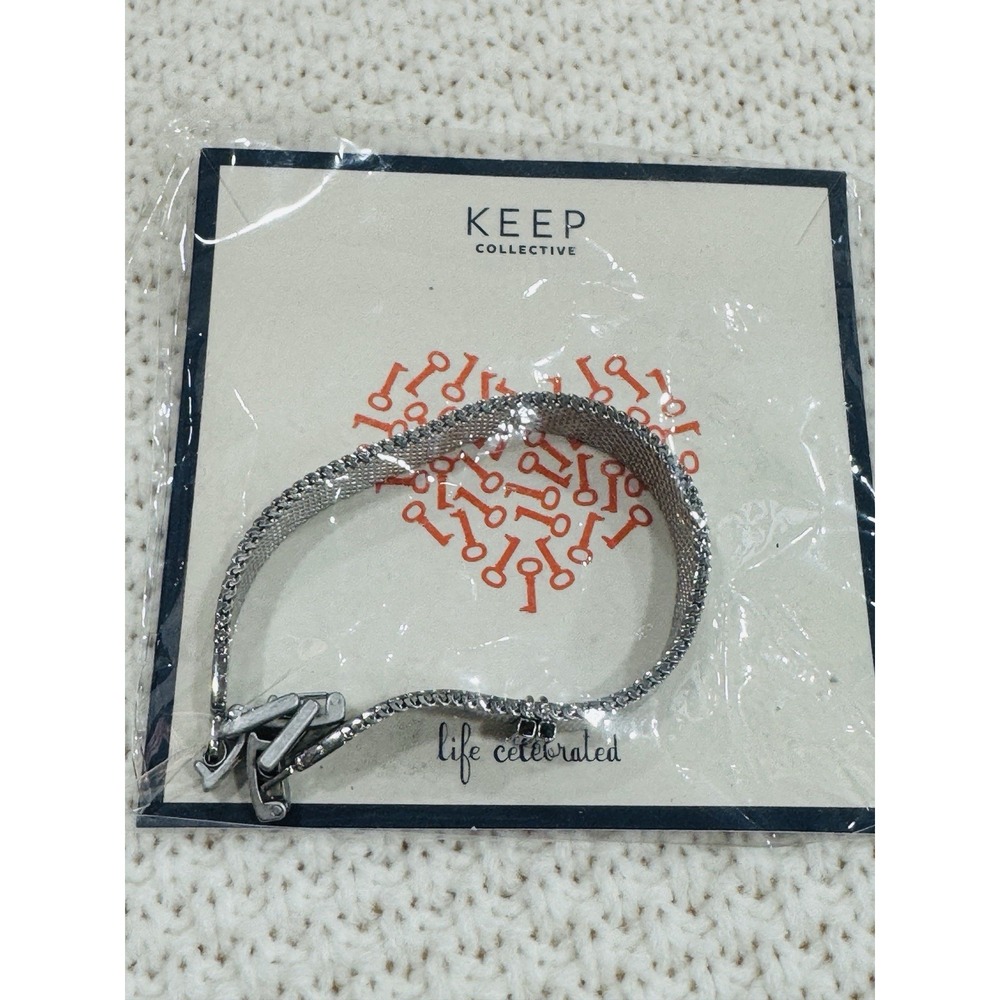 Keep Collective Silver Tone Mesh Bracelet 6.75" with Toggle Clasp